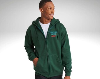 Sudadera con capucha bordada y cremallera completa personalizada: texto o logotipo personalizado