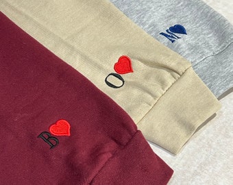 Embroidered Sleeve Hoodie: Personalized Letter & Heart Gift