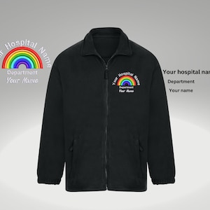 NHS fleece personalised Rainbow fleece embroidered Hospital Name Department name Medical fleece Healthcare personalised fleece image 1