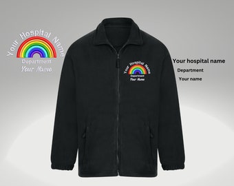 Pile NHS personalizzato / Pile arcobaleno ricamato / Nome dell'ospedale / Nome del reparto / Pile medico / Pile personalizzato sanitario