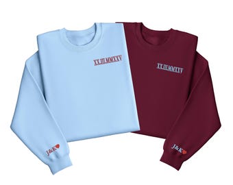 Embroidered Sweatshirt Roman Numeral Date | Gift for her | Gift for him | Matching jumper