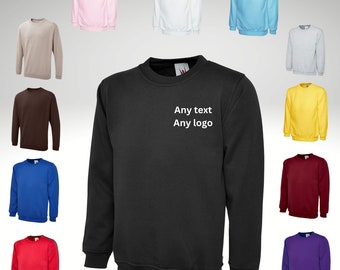 Op maat geborduurd sweatshirt / Elke tekst / Elk logo