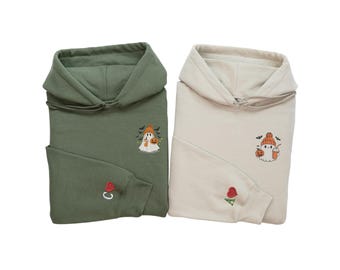 Sudadera con capucha bordada de fantasma de Halloween: conjunto personalizado para parejas