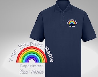 Polo arcoíris personalizado para profesionales de la salud, estudiantes de enfermería y parteras.