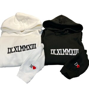 Embroidered Roman Numeral Letters Sweatshirt/Hoodie