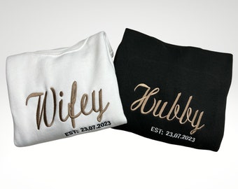 Sudadera de esposa y marido bordada / Sudadera bordada de novia / Jersey de pareja de novias / Regalo de boda