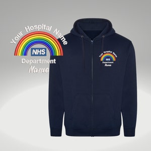 Nhs Rainbow Sudadera con capucha personalizada / Uniforme de trabajo Sudadera con capucha NHS / Nombre del hospital / Nombre del departamento / Su nombre / Sudadera con capucha Nhs personalizada imagen 1