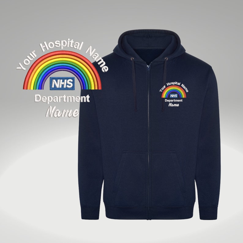 Nhs Rainbow Hoodie personalised Work uniform NHS hoodie Hospital name Department name Your name Custom Nhs hoodie image 1