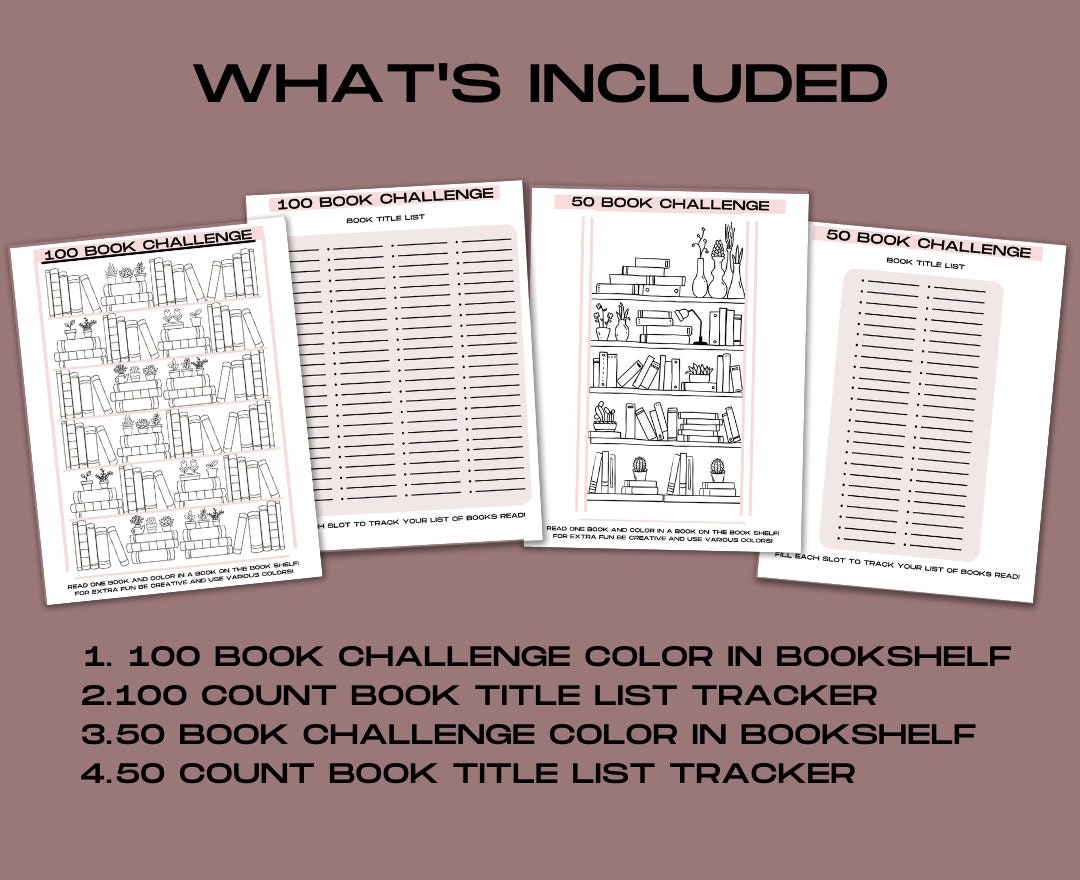 100 Book Challenge Book Shelf Printable - Il Fullxfull.4599448580 Tozg 