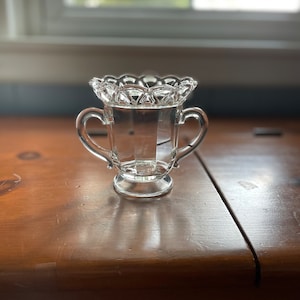 Vintage Imperial Glass Crocheted Crystal Footed Sugar 1940&#39;s