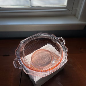 Hocking Glass Co Pink Depression Mayfair Open Rose 12&quot; Fruit Bowl