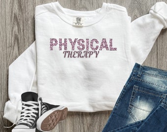 Physical Therapy cheetah print Unisex comfort colors Sweatshirt