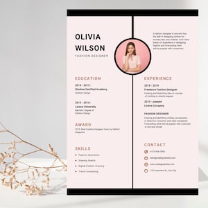 Resume Template with Photo, Professional Resume Template for Word & Pages, Clean CV Template with Picture, Resume and Cover Letter Template