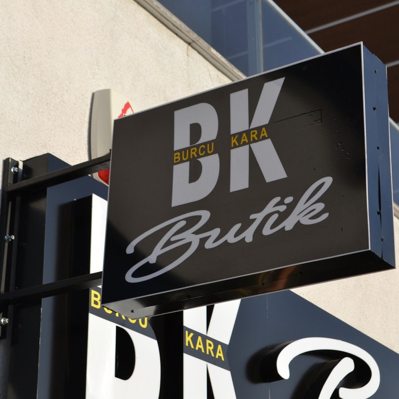 Square Light Box Store Front Sign, Round Shop Front Signage, Blade Sign