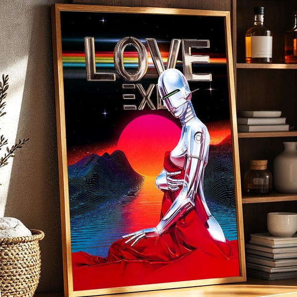 LOVE.EXE — Robot Poster, Etsy listing image