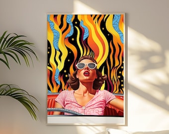 Surreal Woman Art Print: Vintage Collage, Trippy Wall Decor