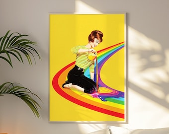 Rainbow Dreams Art Print: Retro Surreal Collage Wall Art