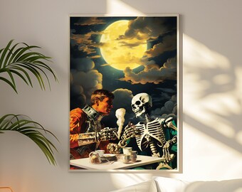 Trippy Skull Art Print: Nostalgic Space Collage
