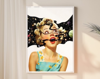 Mindscapes Collage Art Poster: Surreal Retro Home Decor