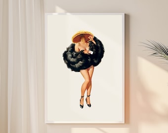 Mushroom Girl Surreal Art Print: Retro Trippy Collage