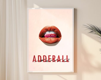 Adderall Lips Collage Art Print: Trippy Pharmacy Wall Decor