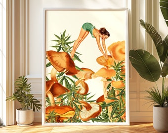 Mushroom Collage Art Print – Trippy Stoner Room Decor