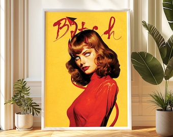 Devil Within Art Poster: Trippy Retro Gothic Wall Decor