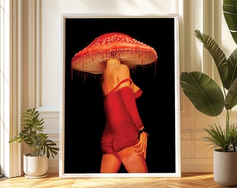 Mushroom Juices Art Print: Surreal Psychedelic Wall Art
