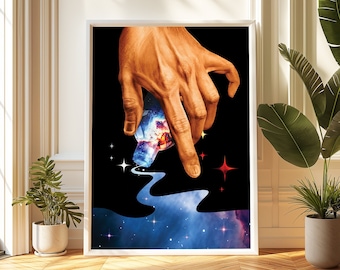 Starborn Surreal Art Print: Retro Trippy Space Collage