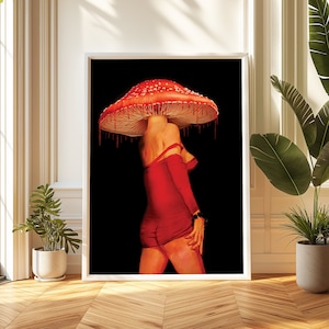 Mushroom Juices (Surreal Art Print, Trippy Wall Art, Collage Art, Surreal Fantasy Print, Retro Wall Art, Psychedelic Art)