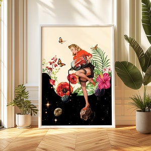 Worldcraft (Psychedelic Art, Trippy Wall Art, Space Art, Surreal Art, Collage Wall Art, Retro Art, Cosmic Art, Flower Art)