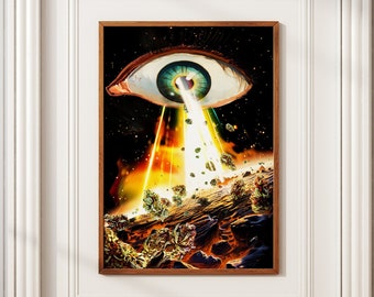 Cosmic Gaze Art Print: Psychedelic Surreal Space Eye Poster