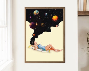 Cosmic Retro Vibes 2 (Surreal Collage Wall Art, Collage Art, Trippy Wall Art, Retro Art, Cosmic Art, Space Art)