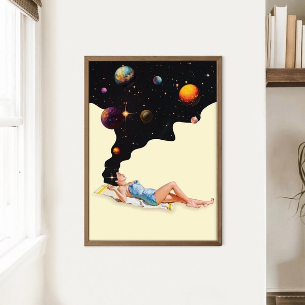 Cosmic Retro Vibes 2 (Surreal Collage Wall Art, Collage Art, Trippy Wall Art, Retro Art, Cosmic Art, Space Art)