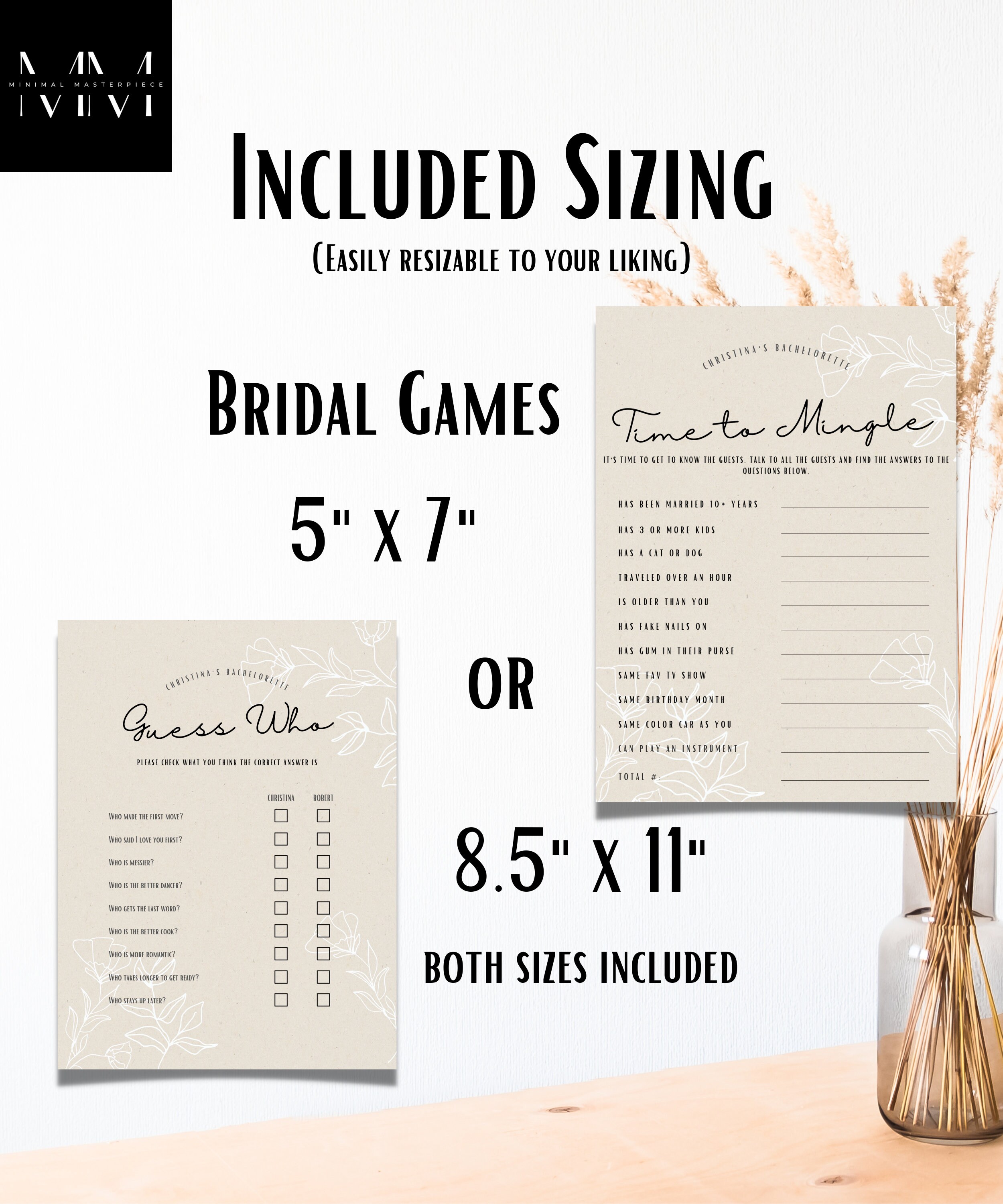 Time to Mingle Bridal Shower Game Minimalist Bridal Shower Game Bridal