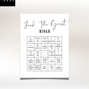 Vind het gastenbingo-bruidsspel, bloemenafdrukbaar bruidsdouchespel, minimalistisch huwelijksdouchespel, bewerkbaar bruidsfeestspel