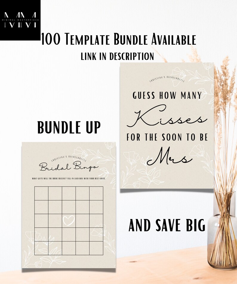 Guess How Many Kisses Bridal Shower Game Minimalist Bridal Shower Game