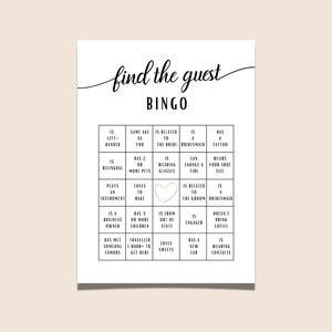 Find The Guest Bingo Bridal Game, Floral Printable Bridal Shower Game, Minimalist Wedding Shower Game, Editable Bridal Party Game