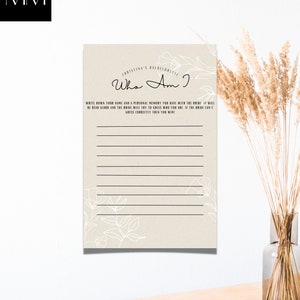 Who Am I Bridal Shower Game | Minimalist Bridal Shower Game | Bridal Shower Game Template | Bridal Game Printable | Instant Download