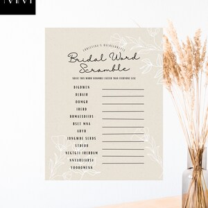 Word Scramble Bridal Shower Game | Minimalist Bridal Shower Game ...