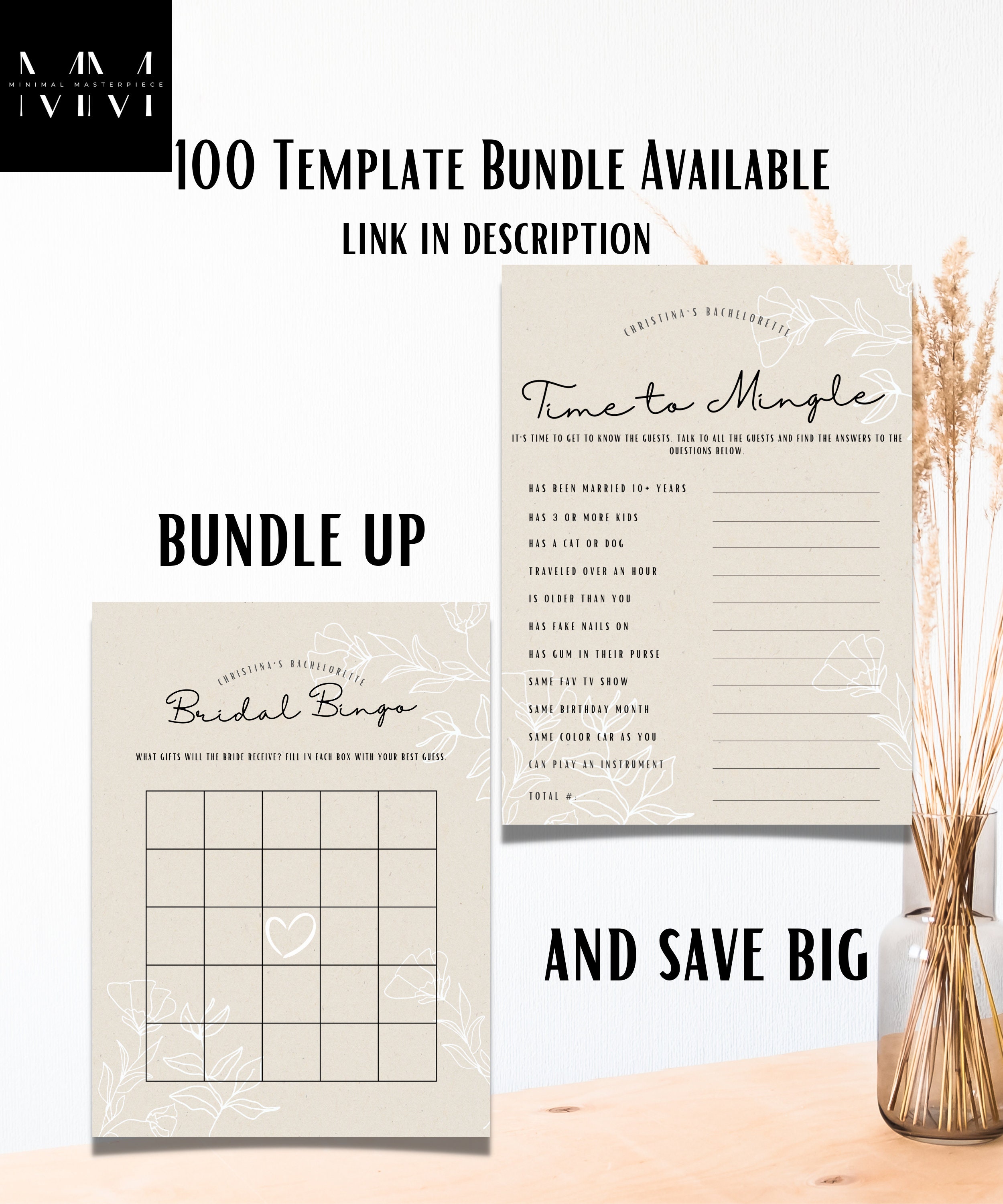 Time to Mingle Bridal Shower Game Minimalist Bridal Shower Etsy