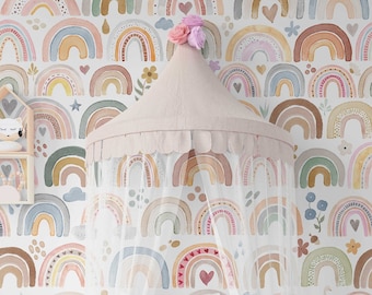 RAINBOW, Removable Wallpaper, PRE-PASTED, Farmhouse Decor, Nursery Decor, Wallpaper Mural, Wallpaper, Nursery Wallpaper, Wall Art 0121