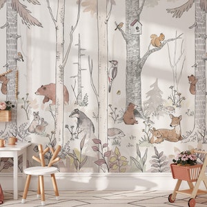 Peel & Stick CANVAS, Removable WALLPAPER, Forest Wallpaper, Landscape Mural, Landscape Wallpaper, Woodland Nursery, Nursery Wall Decor 229