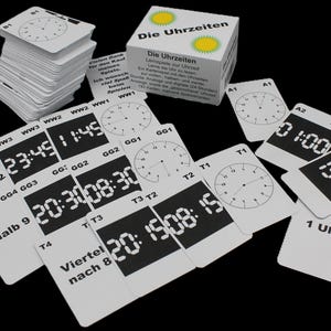 The Times - Jeu d'apprentissage sur l'heure avec 24 heures analogiques et numériques et heure nommée - différentes variantes de jeu - 192 cartes