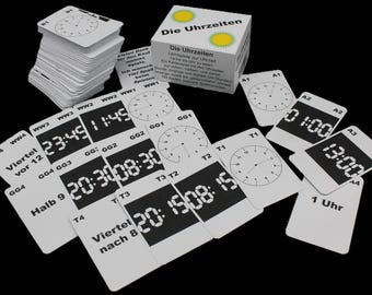 The Times Learning game about the times with analogue, digital 24 hours and named time - different game variants - 192 cards
