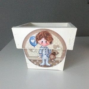 DEKO Holz Übertopf Junge Kinderzimmer Shabby
