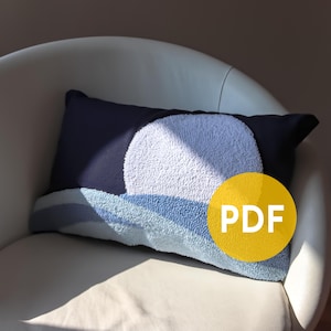 DIY Punch Needle Template - Moonlight Pattern - Housewarming Punch Needle Pillow Case - Unique Handmade Gift -  Embroidery Cushion Cover