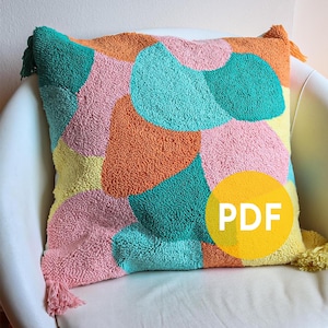 DIY Punch Needle Template – Colorful Abstract Pattern - Punch Needle Pillow Case - Handmade Housewarming Gift -  Embroidery Cushion Cover