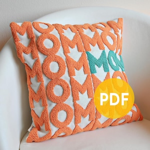 DIY Punch Needle Pattern Template - Gift For Mom - Mother&#39;s Day Punch Needle Pillow Case - Unique Handmade Gift -  Embroidery Cushion Cover