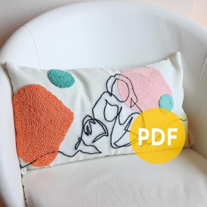 DIY Punch Needle Pattern Template - Oneline Mother&#39;s Day Punch Needle Pillow Case - Unique Handmade Gift -  Embroidery Cushion Cover